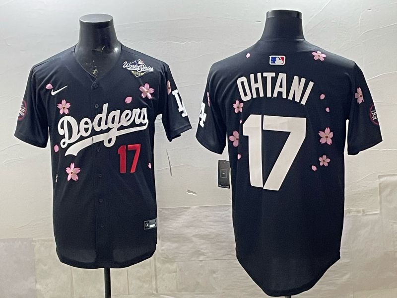 Men 2025 Nike Los Angeles Dodgers #17 Ohtani Black Game MLB Jersey 04